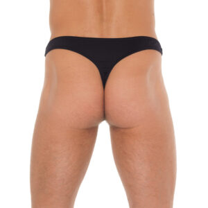 Mens Black GString With A Net Pouch