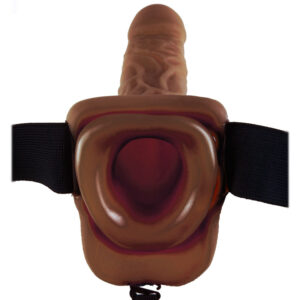 Fetish Fantasy Series 9 Inch Vibrating Hollow Strap On Brown