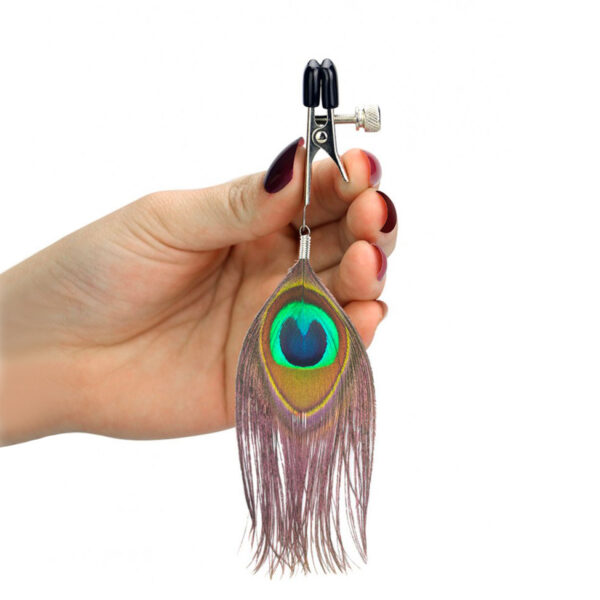 Nipple Clamps With Peacock Feather Trim - Image 2